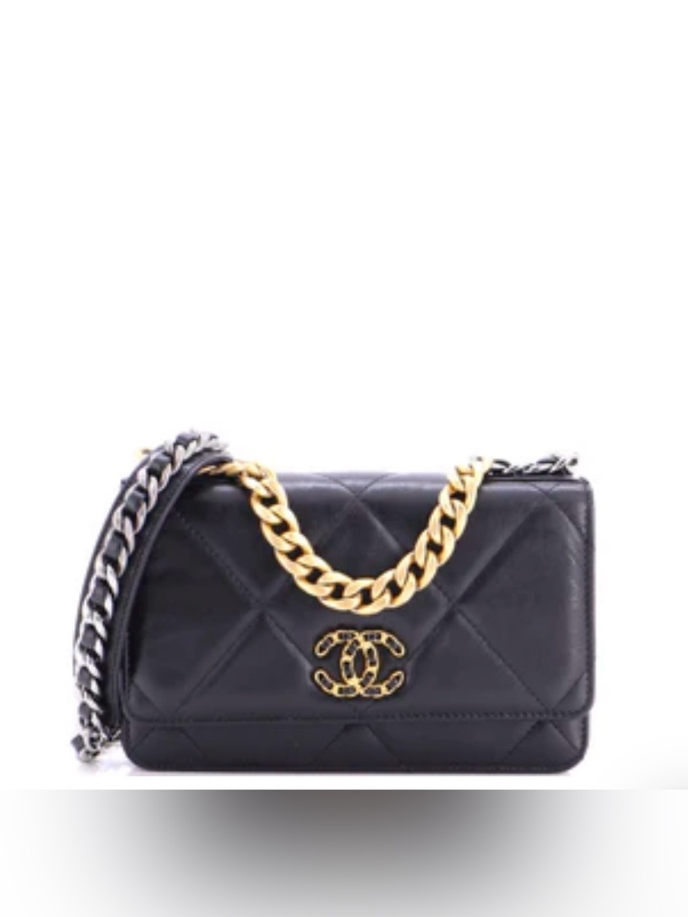 Lambskin Quilted Chanel 19 Wallet On Chain WOC Black w/ Original Receipt